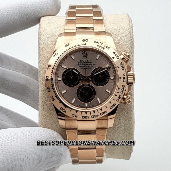 Swiss-made replica Rolex Daytona with 4131 clone automatic movement and Everose gold case