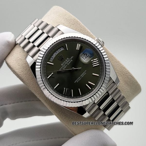 Swiss clone Rolex 228236 olive green watch