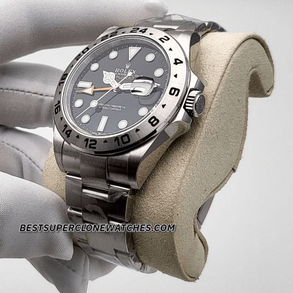 High-quality replica Rolex Explorer II 226570 showcasing the iconic orange 24-hour hand