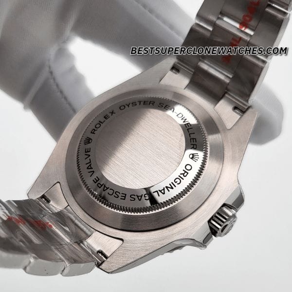Replica Rolex Sea-Dweller 126600 with intense black dial and Oystersteel bracelet, featuring 3235 movement clone