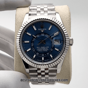Super clone Rolex Sky-Dweller 336934 with bright blue dial, two-tone case, and 9002 movement imitation