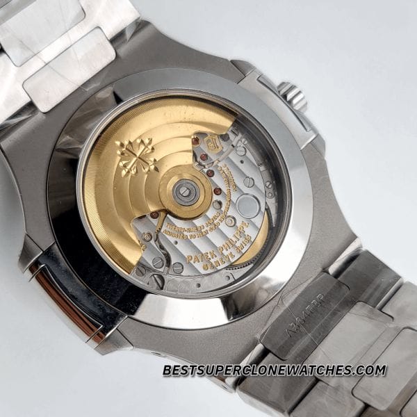 Replica Patek Philippe Nautilus with annual calendar and moon phase on blue dial