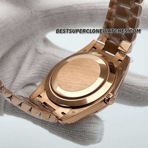 Swiss super clone Rolex Day-Date with 3255 movement and diamond-studded Eisenkiesel dial
