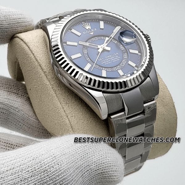 Super clone Rolex Sky-Dweller 336934 with bright blue dial, two-tone case, and 9002 movement imitation