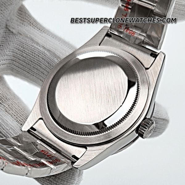 Replica Rolex Sky-Dweller 336934 with Oystersteel and white gold case, bright blue dial, and Jubilee bracelet