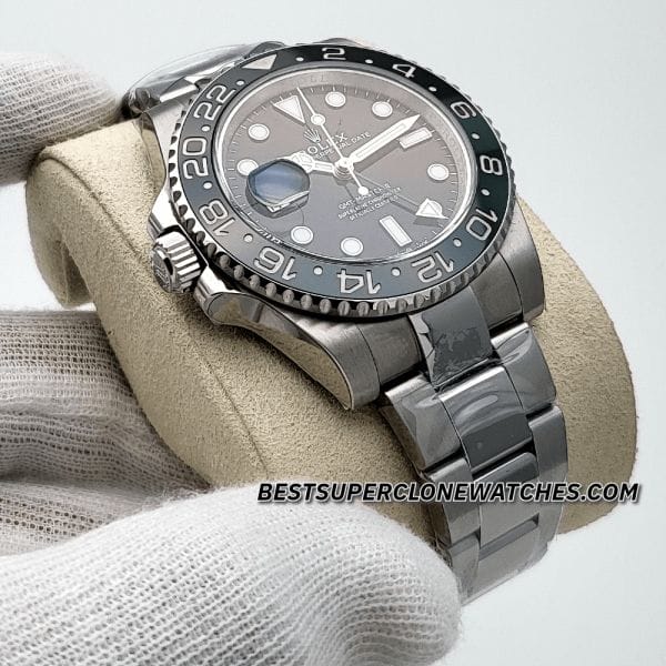 Swiss super clone Rolex GMT Master II Sprite edition with oystersteel case and left crown