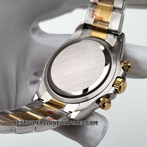 Luxury fake Rolex Daytona with two-tone yellow gold and steel case and white dial