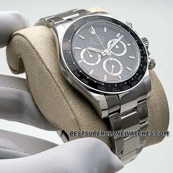Swiss super clone Rolex Daytona with classic black and white panda dial and stainless steel case