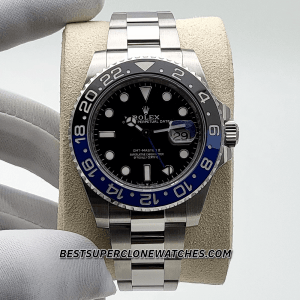 Replica Rolex GMT Master II with 3285 movement and black blue Batman bezel on oystersteel bracelet