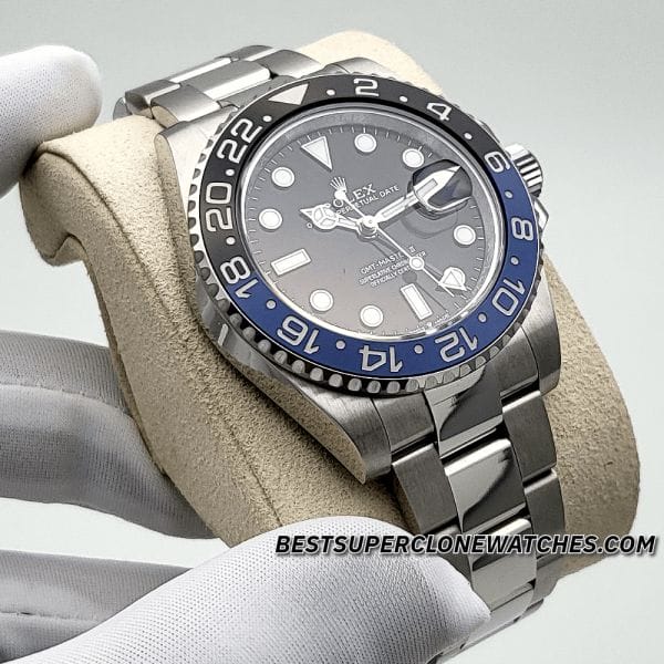 Rolex GMT Master II 126710BLNR Swiss super clone with black and blue Batman bezel and oystersteel bracelet
