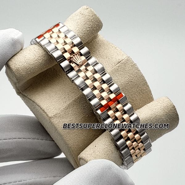 Luxury-style super clone Rolex Datejust 278271 with diamond markers on a silver dial, Everose Gold and Oystersteel case, and Swiss automatic movement
