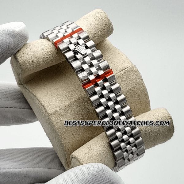 Replica Rolex Datejust 278288RBR with yellow gold bezel, diamond-set floral olive green dial, 31mm size