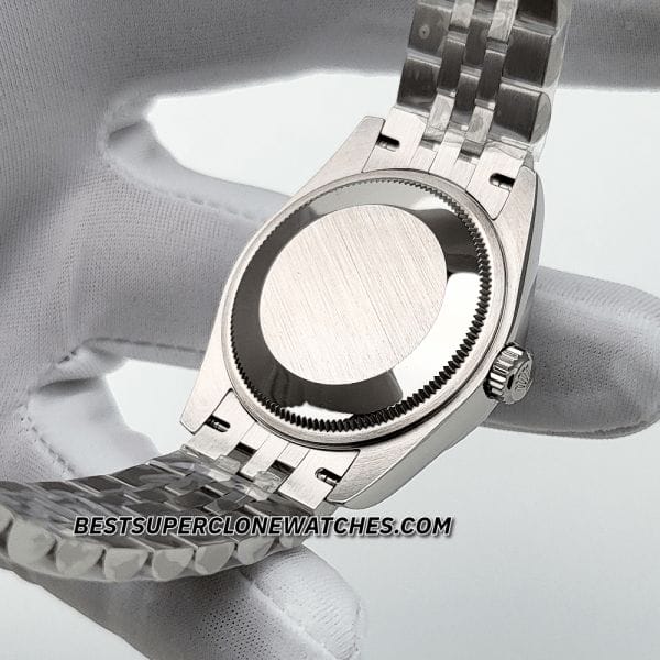 Swiss super clone Rolex Datejust 278288RBR with diamond-set floral motif, olive green dial, and yellow gold case