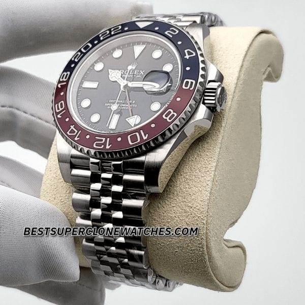 Rolex GMT Master II replica watch with iconic Pepsi bezel and comfortable jubilee bracelet