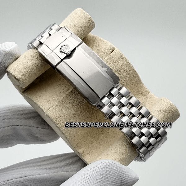 Luxury fake Rolex GMT Master II 126710BLNR featuring jubilee bracelet and luminous markers