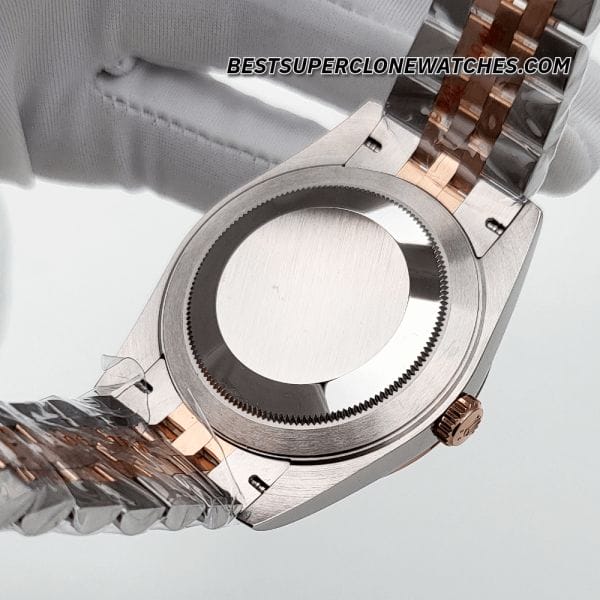 Fake Rolex Datejust Ref-126331 featuring a slate dial, Oystersteel and Everose Gold case—high-quality Swiss super clone.