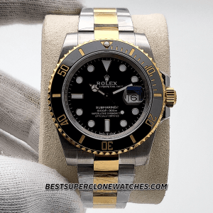 Super clone Rolex Submariner watch with oyster-style two-tone bracelet