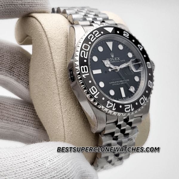 Rolex GMT Master II Swiss super clone with black dial and jubilee bracelet