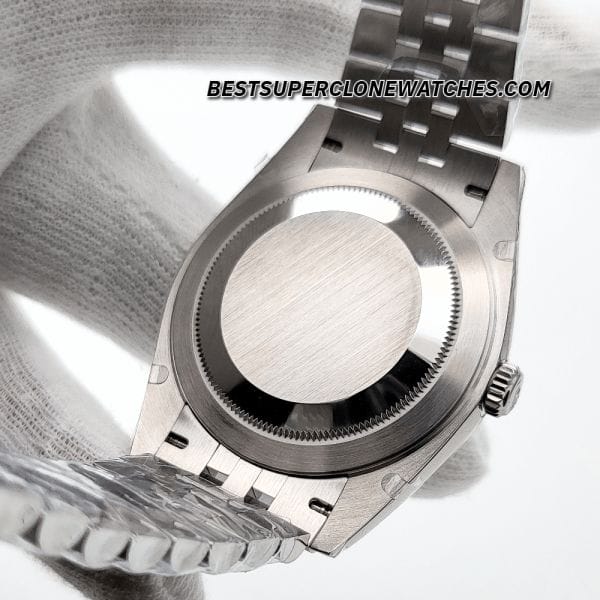 Replica Rolex Datejust 126334 with mint green dial, Oystersteel case, and white gold accents