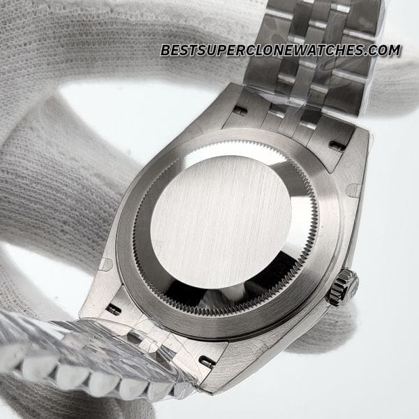 Super clone Rolex Datejust 126334 with Oystersteel and white gold, featuring a bold black dial