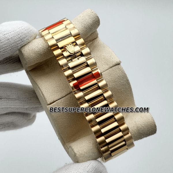 Luxury fake Rolex Day-Date 228238 with fluted bezel and day-date display