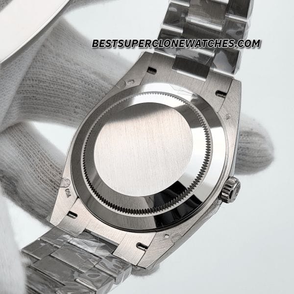 Swiss super clone Rolex Day-Date 40mm watch with presidential bracelet and ice blue dial