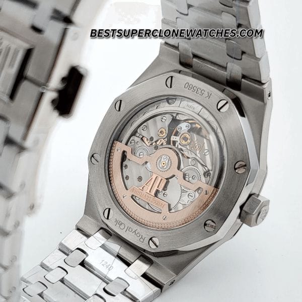 Replica Audemars Piguet Royal Oak Jumbo Extra-Thin in platinum with smoked green dial