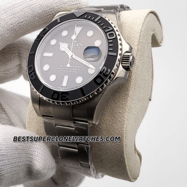 Super clone Rolex Yacht-Master 226627 with RLX titanium case, black dial, and Swiss 3235 movement imitation
