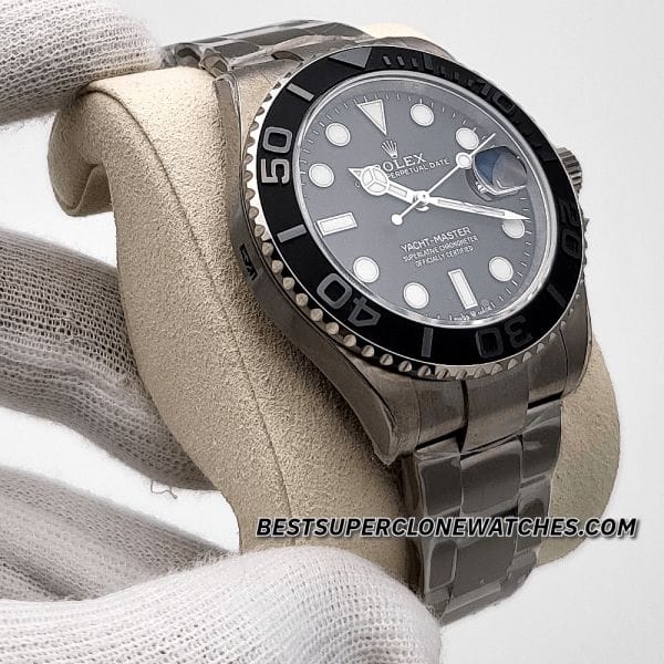 Replica Rolex Yacht-Master 226627 with RLX titanium lightweight case, black dial, and 3235 movement clone