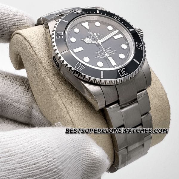 Fake Rolex Submariner No-Date Ref-124060 with black dial, Oystersteel case, and Swiss 3230 movement—high-quality super clone.