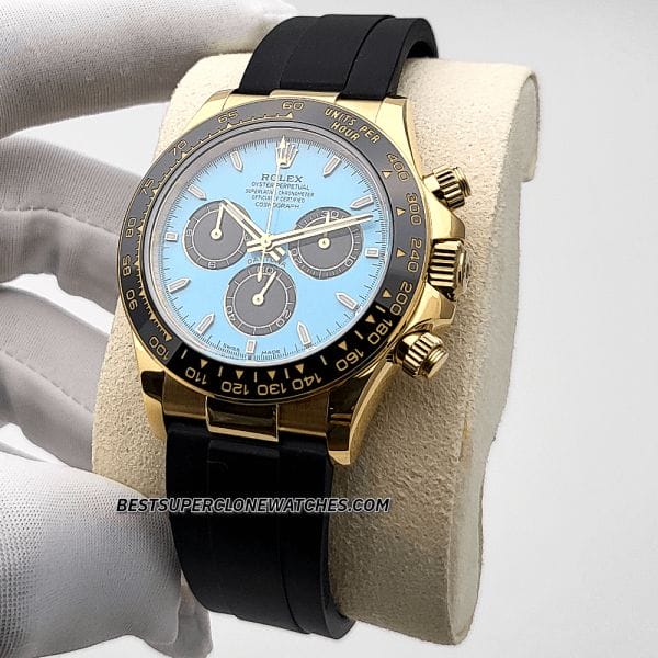 Replica Rolex Daytona blue black dial Oysterflex