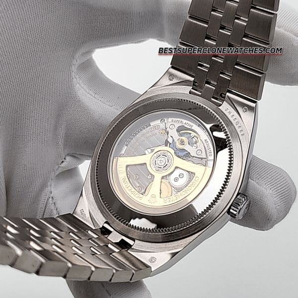 Rolex Land-Dweller 40mm Platinum Ice Blue Honeycomb Motif Dial 7135 Swiss Super Clone Watch Ref-127336 (5)