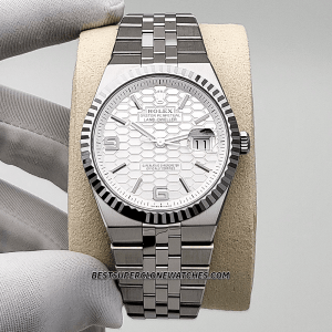 Rolex Land-Dweller Oystersteel and White Gold Intense White Honeycomb Motif Dial 7135 Swiss Super Clone